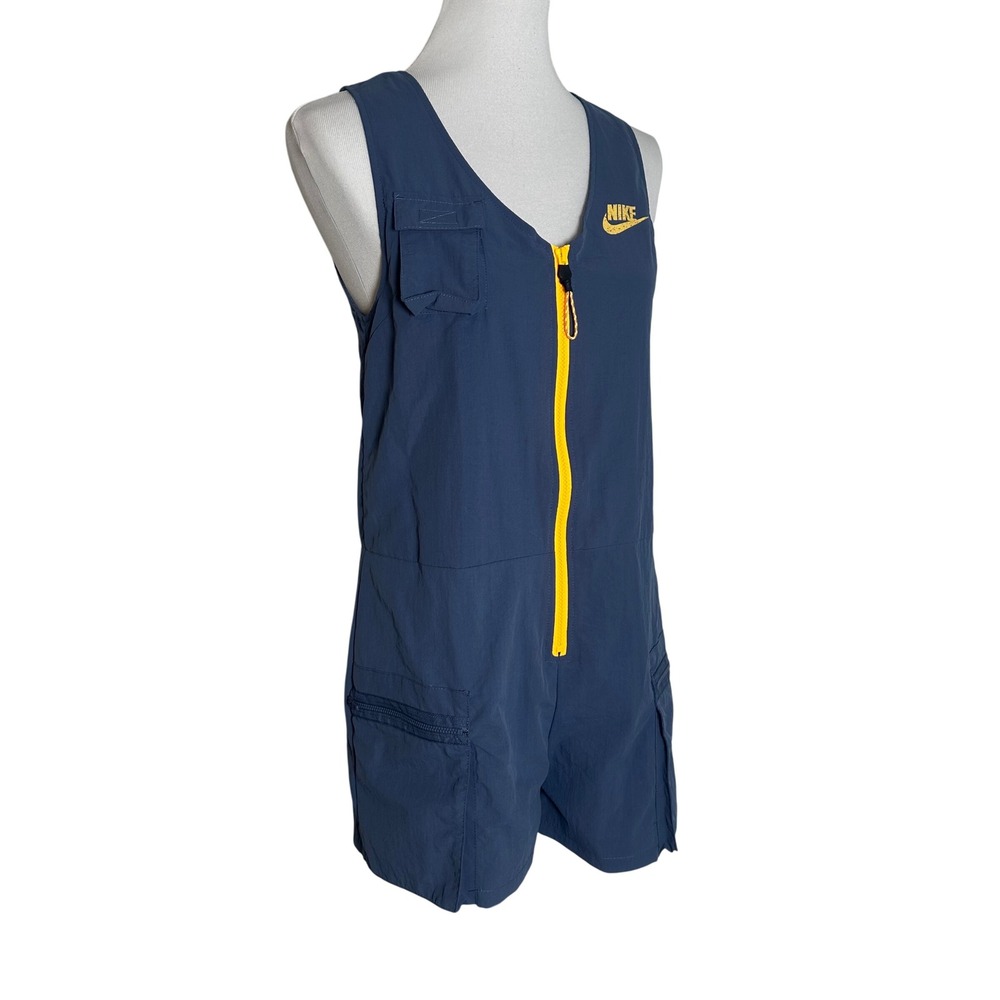 Nike Utility Romper Thunder Blue Gold Cargo Jumpsuit Zip Up Womens S